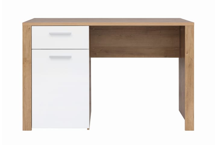 Kirjoituspöytä Sitar 120 cm Säilytyksellä Låsa+kaappi - Tammi/Valkoinen - Tietokonepöytä
 - Kirjoituspöytä