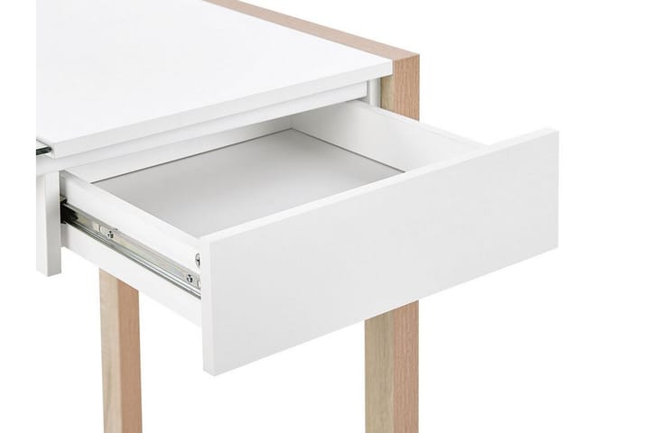 Kirjoituspöytä Skiatook 120 cm Säilytyksellä Laatikko - Valkoinen/Vaalea puu - Tietokonepöytä
 - Kirjoituspöytä
