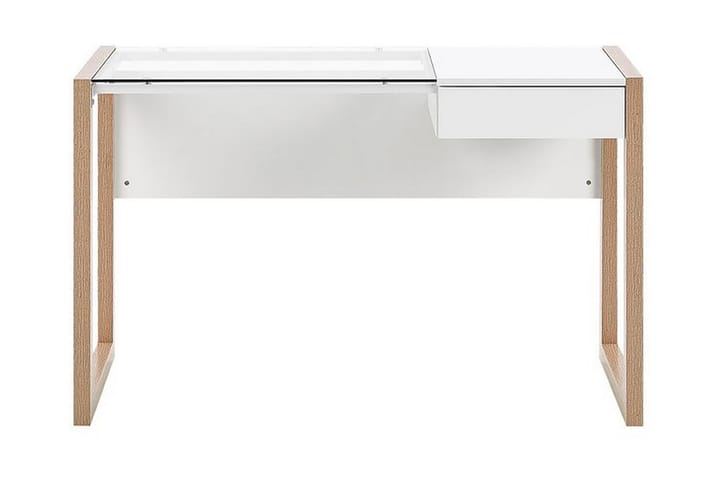 Kirjoituspöytä Skiatook 120 cm Säilytyksellä Laatikko - Valkoinen/Vaalea puu - Kirjoituspöytä - Tietokonepöytä