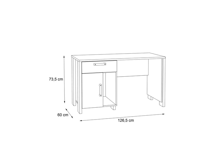 Kirjoituspöytä Tarasco 155 cm Säilytys Kaappi+Laatikko+Hylly - Ruskea/Harmaa - Tietokonepöytä
 - Kirjoituspöytä