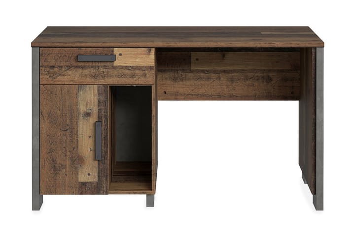 Kirjoituspöytä Tarasco 155 cm Säilytys Kaappi+Laatikko+Hylly - Ruskea/Harmaa - Kirjoituspöytä - Tietokonepöytä