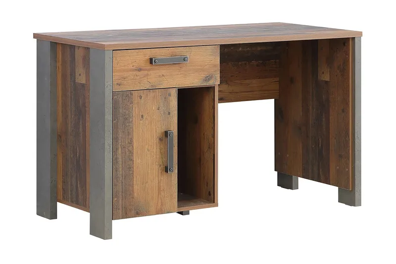 Kirjoituspöytä Tarasco 155 cm Säilytys Kaappi+Laatikko+Hylly - Ruskea/Harmaa - Huonekalut - Pöytä & ruokailuryhmä - Työpöytä - Kirjoituspöytä