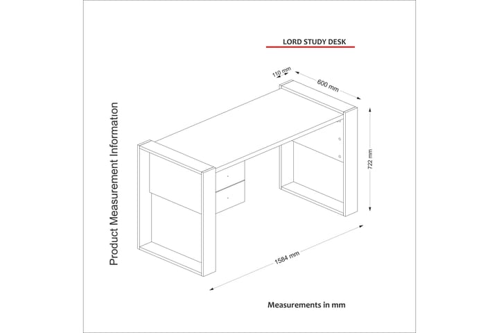 Kirjoituspöytä Tejmon 140 cm Säilytyksellä laatikot - Valkoinen/Pähkinänruskea - Tietokonepöytä
 - Kirjoituspöytä