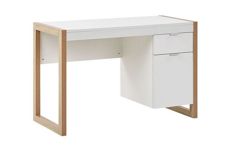 Kirjoituspöytä Terrossola 110 cm Säilytyksellä, Valkoinen/Vaalea puu