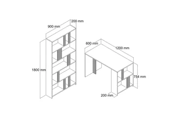 Kirjoituspöytä Tibani 120 cm Säilytyksellä Hylly+Kirjahylly - Tummanruskea - Huonekalut - Pöytä & ruokailuryhmä - Työpöytä - Kirjoituspöytä