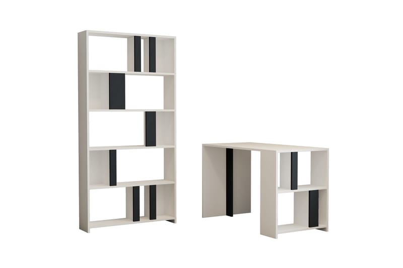 Kirjoituspöytä Tibani 120 cm Säilytyksellä Hylly+Kirjahylly - Valkoinen/Antrasiitti - Huonekalut - Pöytä & ruokailuryhmä - Työpöytä - Kirjoituspöytä