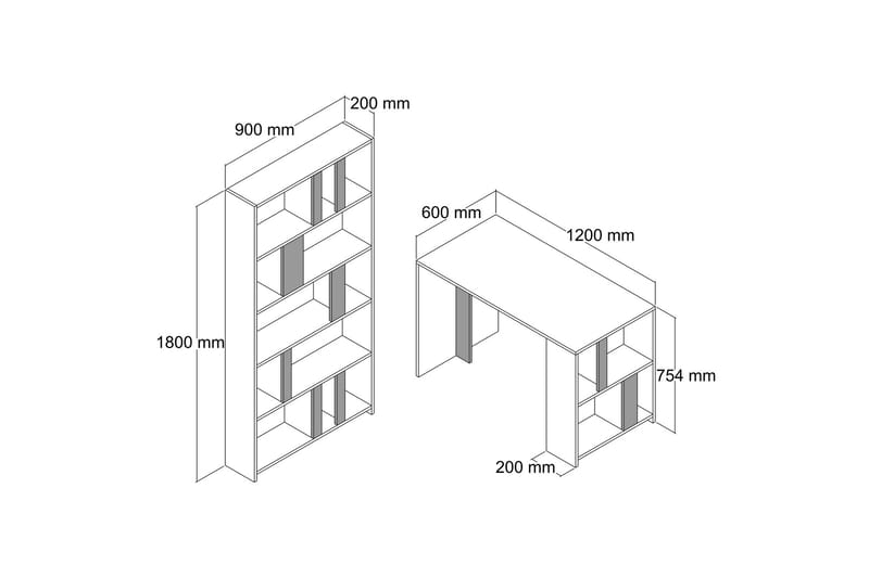 Kirjoituspöytä Tibani 120 cm Säilytyksellä Hylly+Kirjahylly - Valkoinen/Keltainen - Tietokonepöytä
 - Kirjoituspöytä