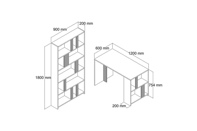 Kirjoituspöytä Tibani 120 cm Säilytyksellä Hylly+Kirjahylly - Pähkinänruskea/Keltainen - Huonekalut - Pöytä & ruokailuryhmä - Työpöytä
 - Kirjoituspöytä