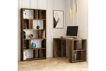 Kirjoituspöytä Tibani 120 cm Säilytyksellä Hylly+Kirjahylly