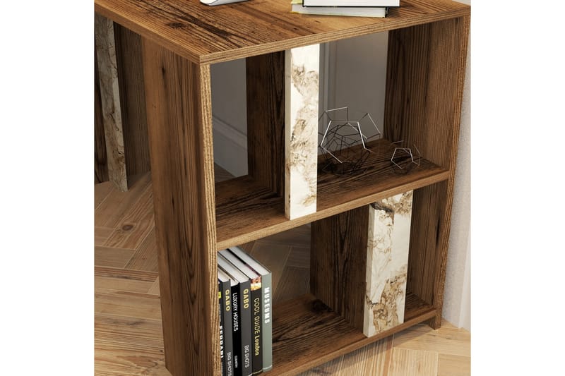 Kirjoituspöytä Tibani 120 cm Säilytyksellä Hylly Marmorikuvi - Ruskea/Valkoinen/Harmaa - Huonekalut - Pöytä & ruokailuryhmä - Työpöytä - Kirjoituspöytä