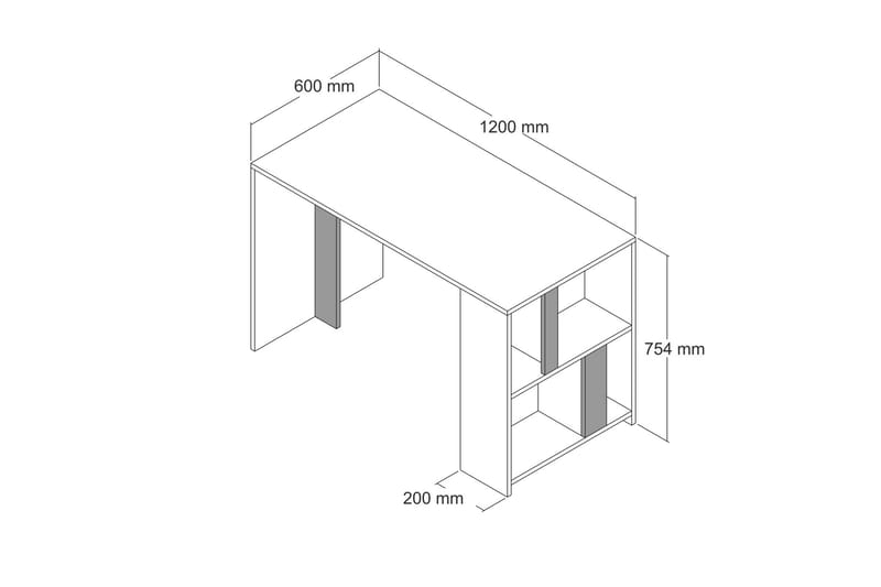 Kirjoituspöytä Tibani 120 cm Säilytyksellä Hylly - Ruskea/Valkoinen - Tietokonepöytä
 - Kirjoituspöytä