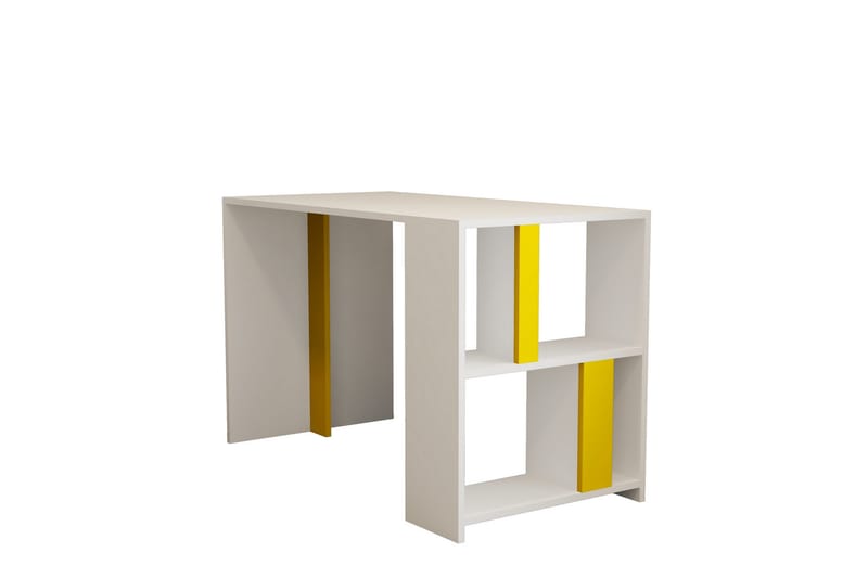 Kirjoituspöytä Tibani 120 cm Säilytyksellä Hylly - Valkoinen/Keltainen - Huonekalut - Pöytä & ruokailuryhmä - Työpöytä - Kirjoituspöytä