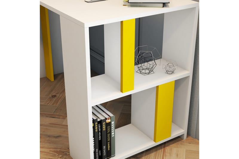 Kirjoituspöytä Tibani 120 cm Säilytyksellä Hylly - Valkoinen/Keltainen - Huonekalut - Pöytä & ruokailuryhmä - Työpöytä - Kirjoituspöytä
