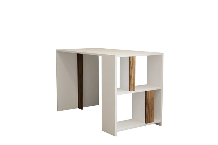 Kirjoituspöytä Tibani 120 cm Säilytyksellä Hylly - Valkoinen/Pähkinänruskea - Tietokonepöytä
 - Kirjoituspöytä