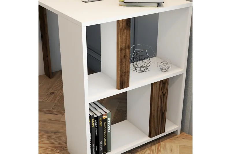 Kirjoituspöytä Tibani 120 cm Säilytyksellä Hylly - Valkoinen/Pähkinänruskea - Huonekalut - Pöytä & ruokailuryhmä - Työpöytä - Kirjoituspöytä