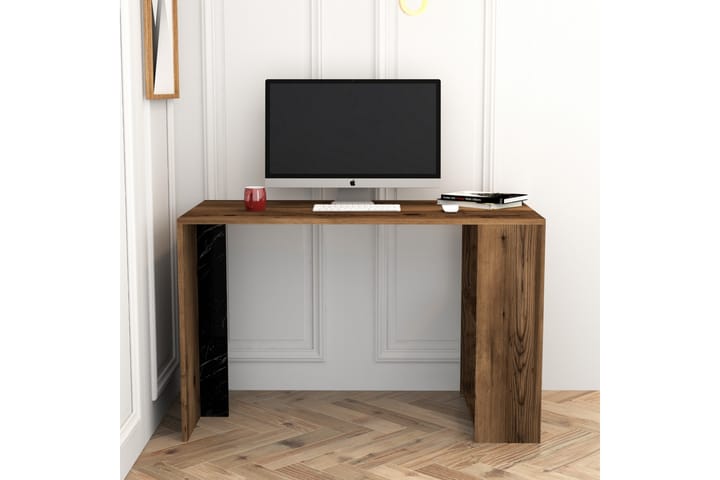 Kirjoituspöytä Tibani 120 cm Säilytyksellä Hylly - Pähkinänruskea/Musta - Tietokonepöytä
 - Kirjoituspöytä