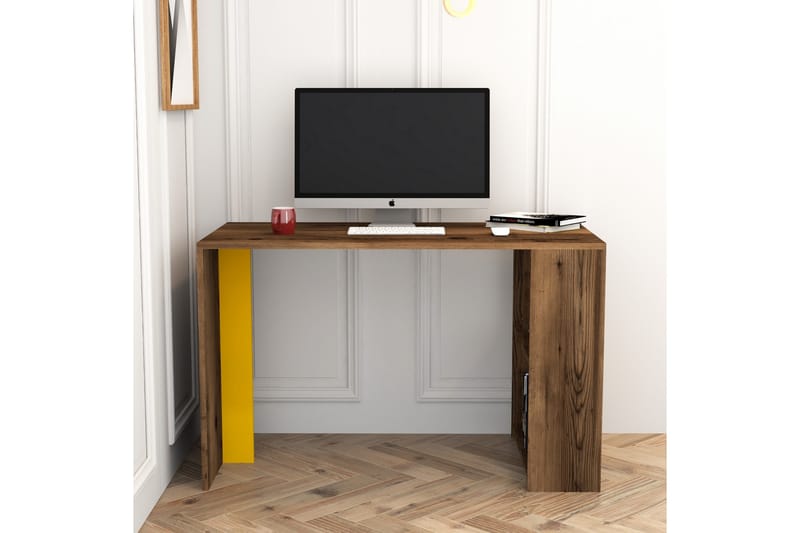 Kirjoituspöytä Tibani 120 cm Säilytyksellä Hylly - Pähkinänruskea/Keltainen - Huonekalut - Pöytä & ruokailuryhmä - Työpöytä - Kirjoituspöytä