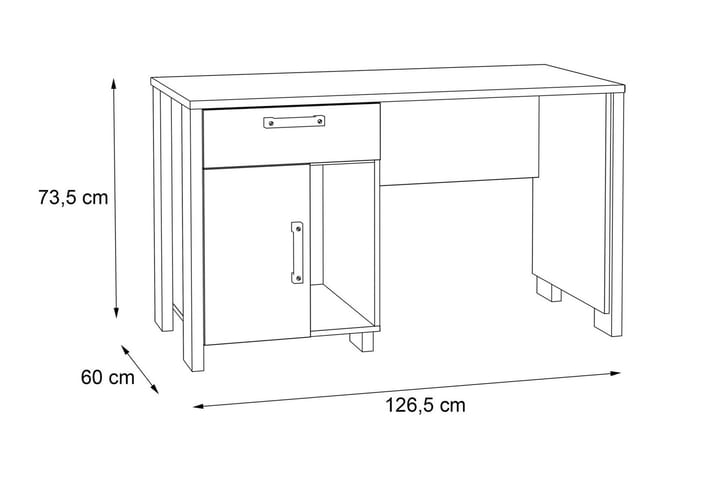 Kirjoituspöytä Treknow 127 cm Säilytyksellä Laatikko+kaappi - Ruskea/Harmaa - Tietokonepöytä
 - Kirjoituspöytä