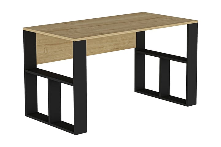 Kirjoituspöytä Tuman 120 cm Säilytyksellä Hyllyt - Tammenväri/Musta - Tietokonepöytä
 - Kirjoituspöytä