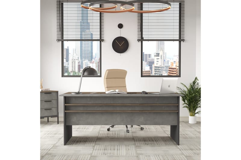 Kirjoituspöytä Urgby 180 cm - Ruskea/Betoninharm/Antrasiitti - Huonekalut - Pöytä & ruokailuryhmä - Työpöytä - Kirjoituspöytä