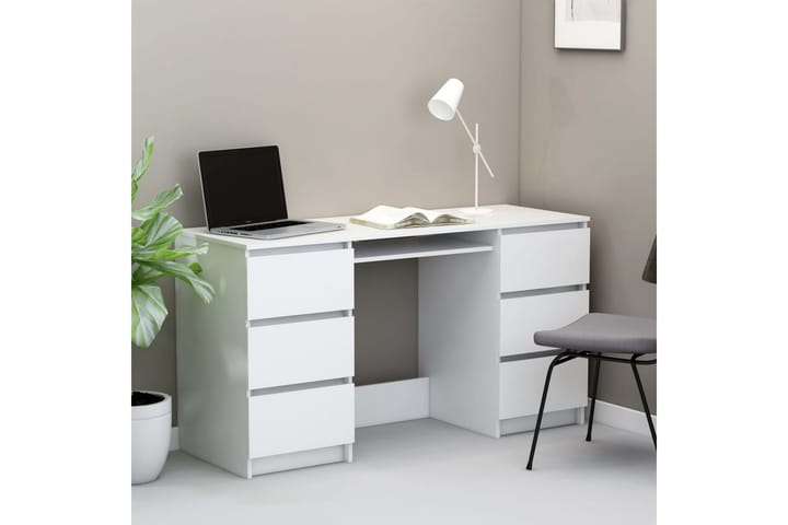 Kirjoituspöytä valkoinen 140x50x77 cm lastulevy - Valkoinen - Tietokonepöytä
 - Kirjoituspöytä