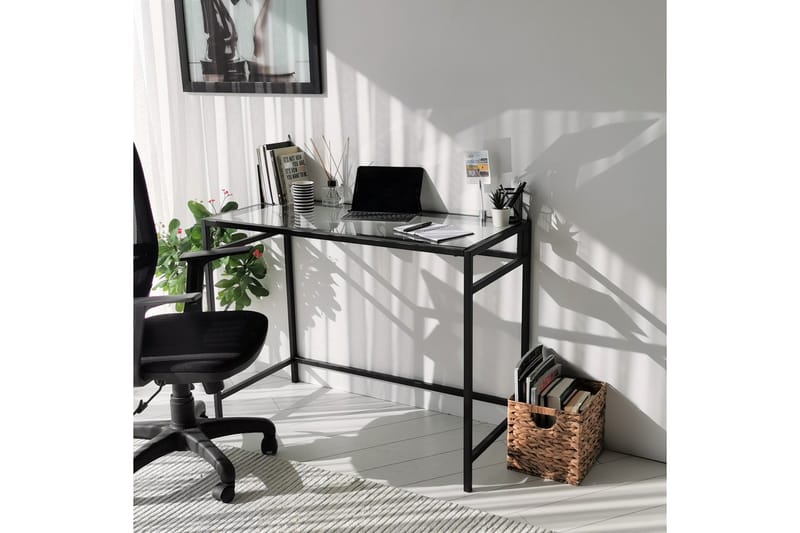 Kirjoituspöytä Vallsbo 100 cm - Lasi/Musta - Huonekalut - Pöytä & ruokailuryhmä - Työpöytä - Kirjoituspöytä