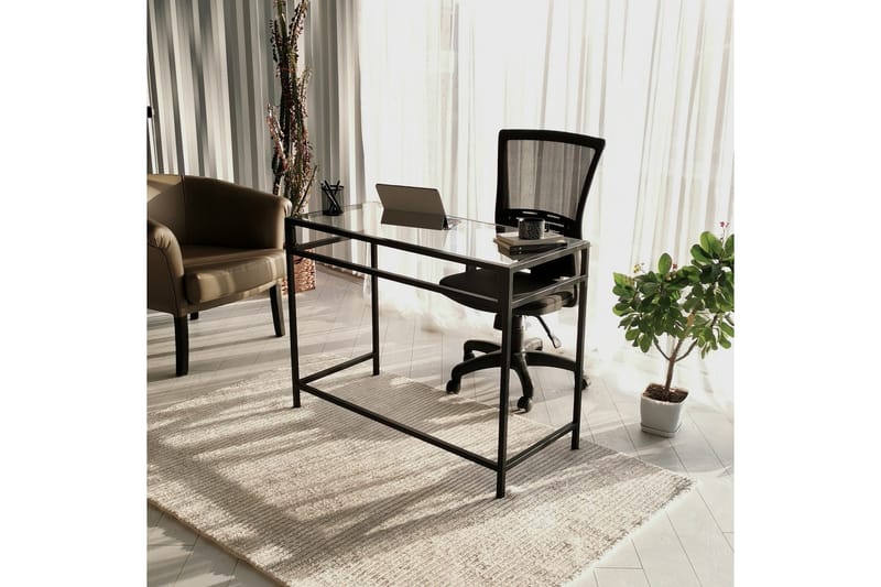 Kirjoituspöytä Vallsbo 100 cm - Lasi/Musta - Huonekalut - Pöytä & ruokailuryhmä - Työpöytä - Kirjoituspöytä