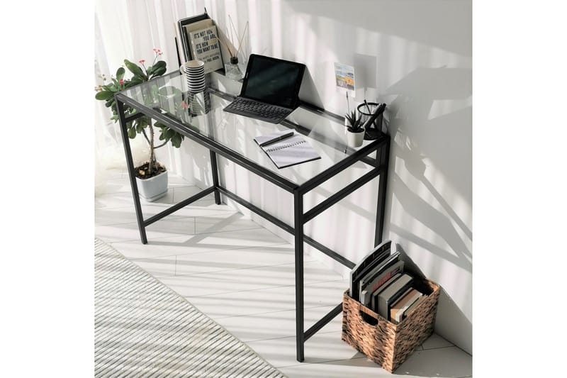 Kirjoituspöytä Vallsbo 100 cm - Lasi/Musta - Huonekalut - Pöytä & ruokailuryhmä - Työpöytä - Kirjoituspöytä