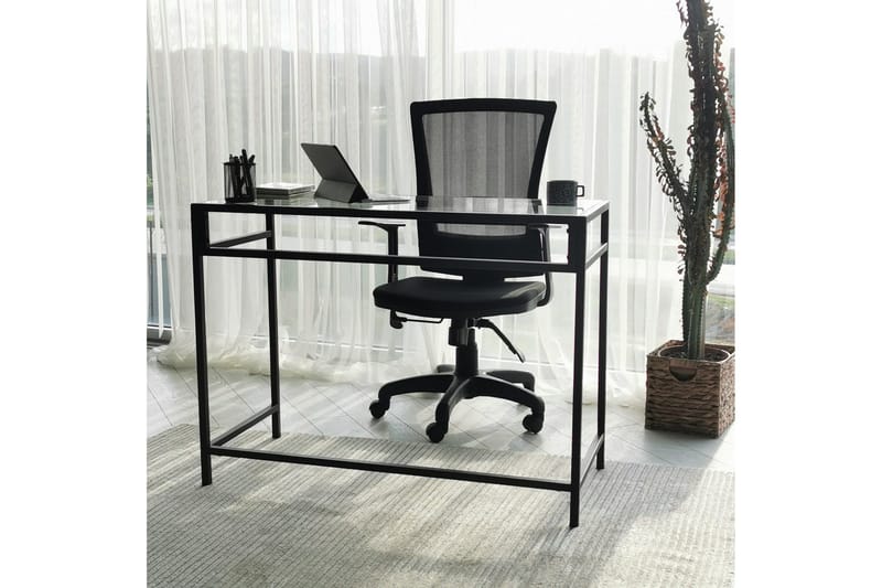 Kirjoituspöytä Vallsbo 100 cm - Lasi/Musta - Huonekalut - Pöytä & ruokailuryhmä - Työpöytä - Kirjoituspöytä