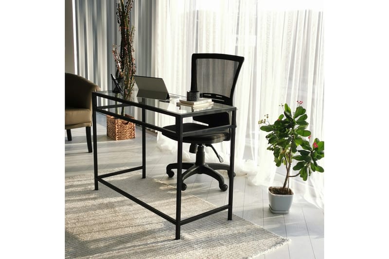 Kirjoituspöytä Vallsbo 100 cm - Lasi/Musta - Huonekalut - Pöytä & ruokailuryhmä - Työpöytä - Kirjoituspöytä