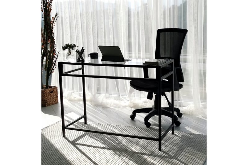 Kirjoituspöytä Vallsbo 100 cm - Lasi/Musta - Huonekalut - Pöytä & ruokailuryhmä - Työpöytä - Kirjoituspöytä