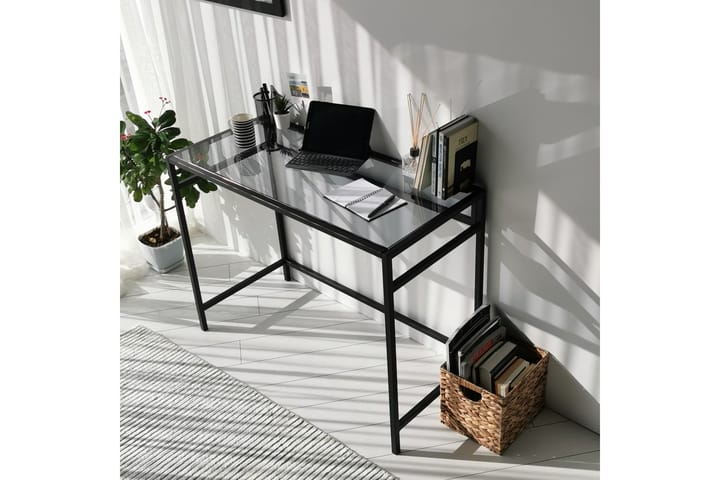 Kirjoituspöytä Vallsbo 100 cm - Lasi/Savunvärinen/Musta - Tietokonepöytä
 - Kirjoituspöytä