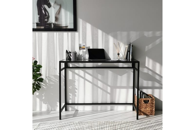 Kirjoituspöytä Vallsbo 100 cm - Lasi/Savunvärinen/Musta - Huonekalut - Pöytä & ruokailuryhmä - Työpöytä - Kirjoituspöytä