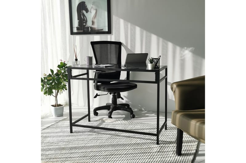 Kirjoituspöytä Vallsbo 100 cm - Lasi/Savunvärinen/Musta - Huonekalut - Pöytä & ruokailuryhmä - Työpöytä - Kirjoituspöytä