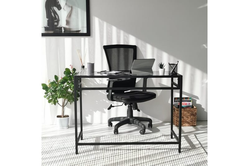 Kirjoituspöytä Vallsbo 100 cm - Lasi/Savunvärinen/Musta - Huonekalut - Pöytä & ruokailuryhmä - Työpöytä - Kirjoituspöytä