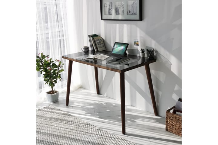 Kirjoituspöytä Vallsbo 110 cm - Lasi/Pähkinänruskea - Tietokonepöytä
 - Kirjoituspöytä