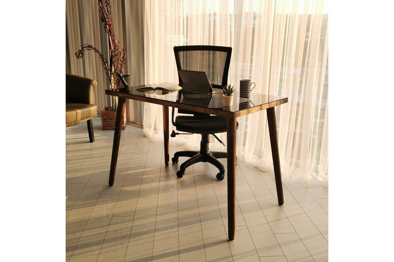 Kirjoituspöytä Vallsbo 110 cm - Lasi/Pähkinänruskea - Huonekalut - Pöytä & ruokailuryhmä - Työpöytä - Kirjoituspöytä