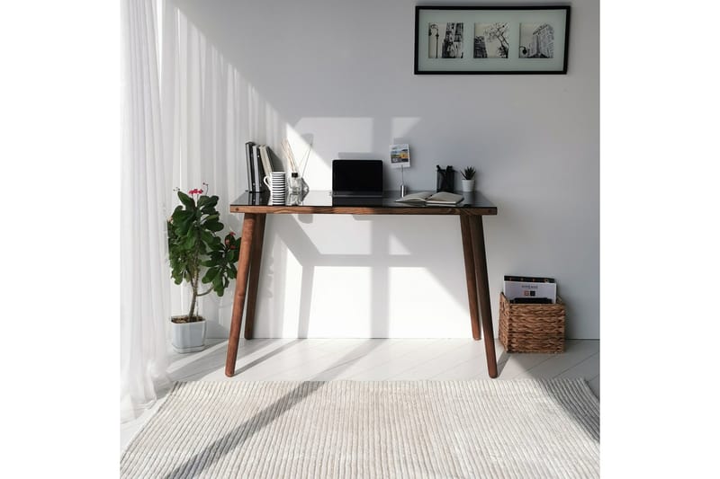 Kirjoituspöytä Vallsbo 110 cm - Lasi/Pähkinänruskea - Huonekalut - Pöytä & ruokailuryhmä - Työpöytä - Kirjoituspöytä