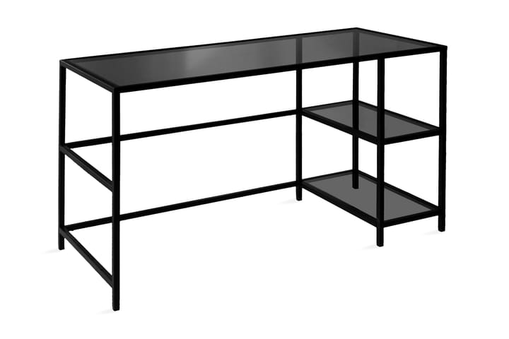 Kirjoituspöytä Vallsbo 130 cm Säilytyksellä 2 hyllyä - Lasi/Savunvärinen/Musta - Tietokonepöytä
 - Kirjoituspöytä