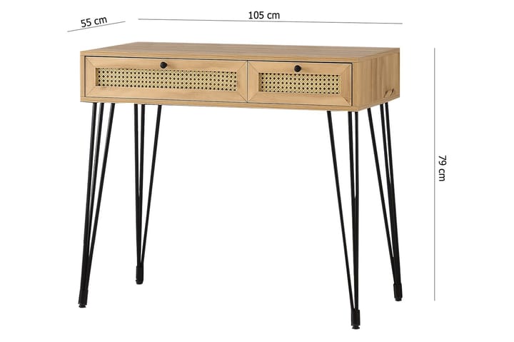 Kirjoituspöytä Vergale 105 cm Säilytyksellä 2 laatikkoa - Luonnonväri/Musta - Tietokonepöytä
 - Kirjoituspöytä