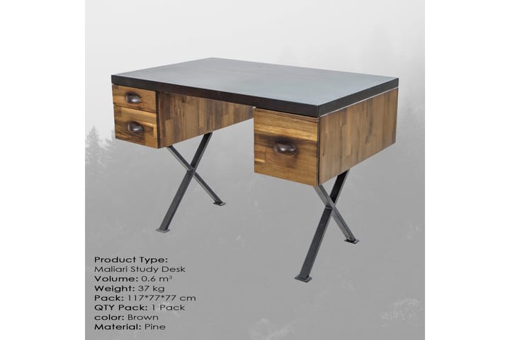 Kirjoituspöyt�ä Vernetta 115 cm Säilytyksellä laatikot - Puu/Ruskea - Tietokonepöytä
 - Kirjoituspöytä