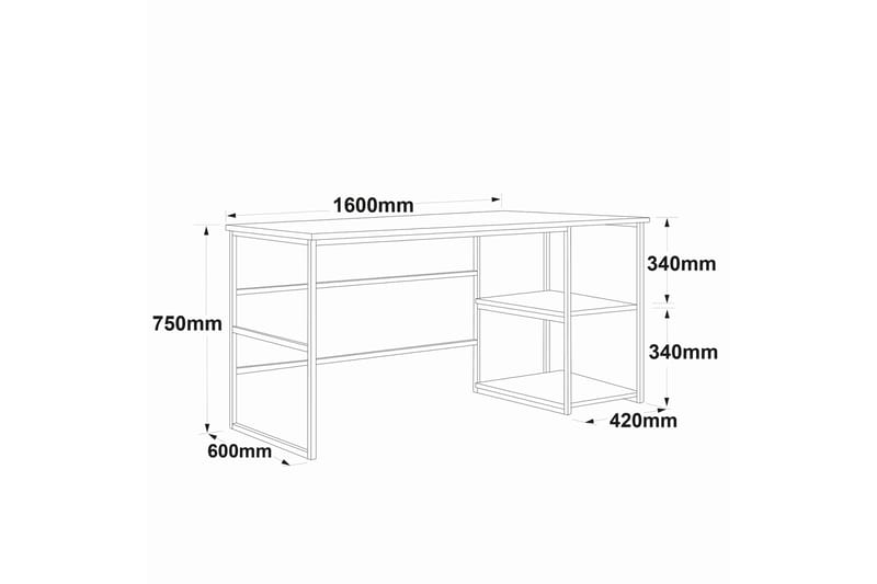 Kirjoituspöytä Vogue 160x75x160 cm Säilytyksellä - Vihreä - Tietokonepöytä
 - Kirjoituspöytä