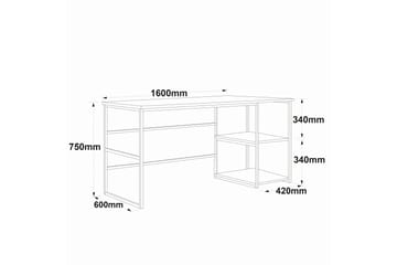 Kirjoituspöytä Vogue 160x75x160 cm Säilytyksellä - Vihreä - Huonekalut - Pöytä & ruokailuryhmä - Työpöytä - Kirjoituspöytä