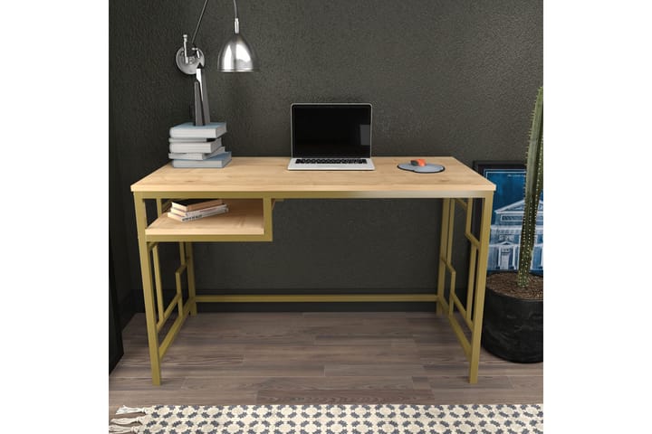 Kirjoituspöytä Wraphis 60x74,8x120 cm - Kulta/Ruskea - Tietokonepöytä
 - Kirjoituspöytä