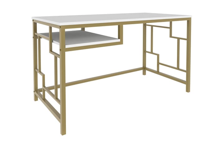 Kirjoituspöytä Wraphis 60x74,8x120 cm - Kulta/Valkoinen - Tietokonepöytä
 - Kirjoituspöytä