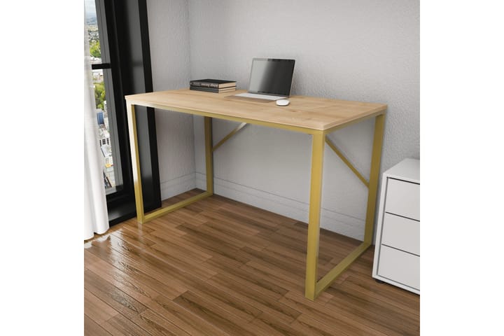 Kirjoituspöytä Wraphis 60x74x120 cm - Kulta/Ruskea - Tietokonepöytä
 - Kirjoituspöytä