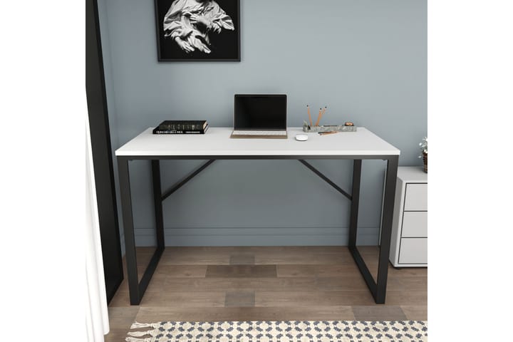 Kirjoituspöytä Wraphis 60x74x120 cm - Musta/Valkoinen - Tietokonepöytä
 - Kirjoituspöytä