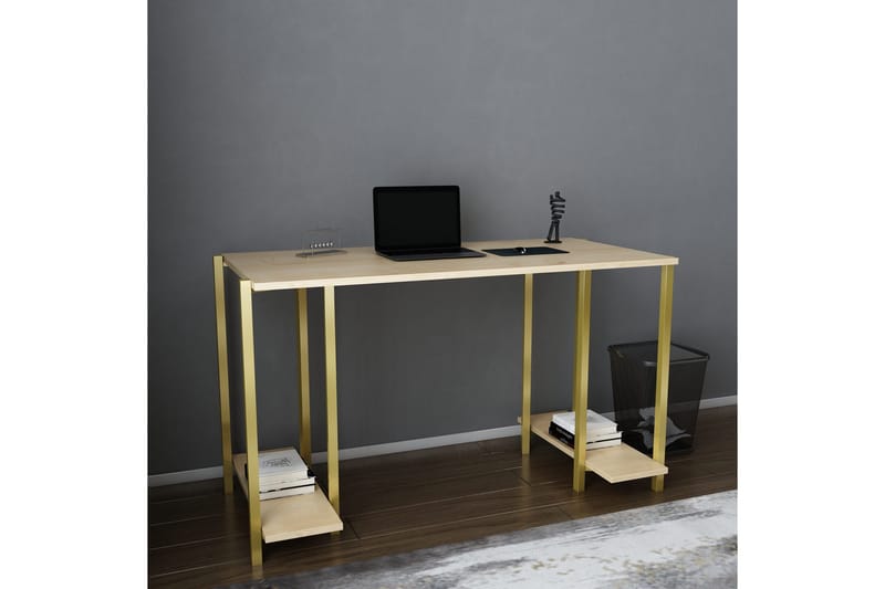 Kirjoituspöytä Yepan 60x73,8x125,2 cm Säilytyksellä - Kulta/Ruskea - Huonekalut - Pöytä & ruokailuryhmä - Työpöytä - Kirjoituspöytä