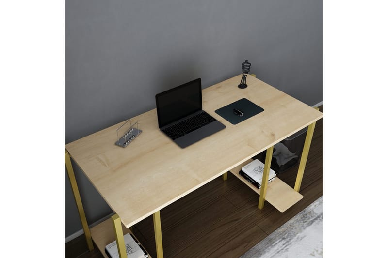 Kirjoituspöytä Yepan 60x73,8x125,2 cm Säilytyksellä - Kulta/Ruskea - Huonekalut - Pöytä & ruokailuryhmä - Työpöytä - Kirjoituspöytä