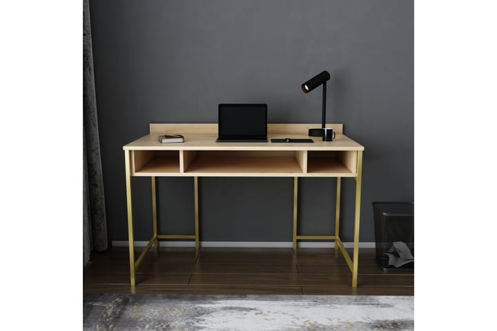 Kirjoituspöytä Yepan 60x74,8x120 cm Säilytyksellä - Kulta/Ruskea - Tietokonepöytä
 - Kirjoituspöytä